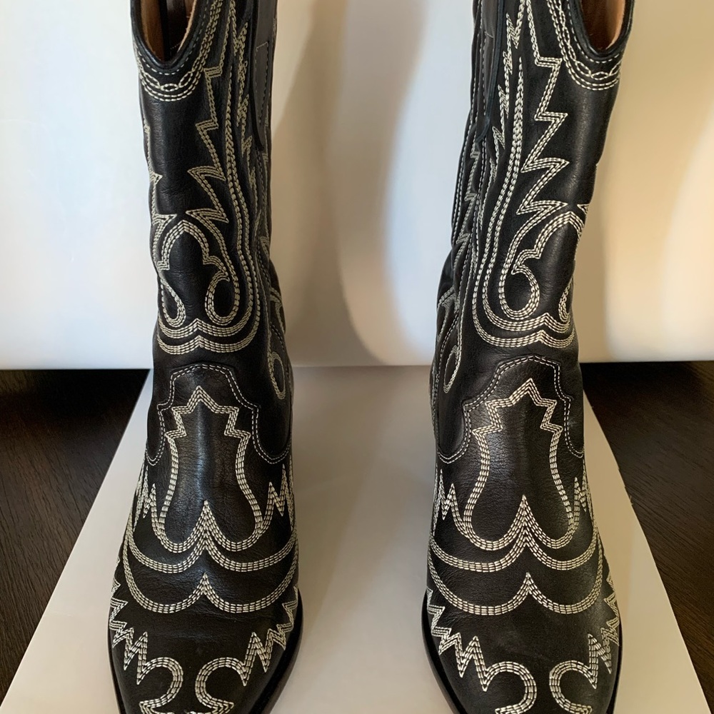 Brand new Isabel Marant western stitched leather Duerto cowboy boots size 38.